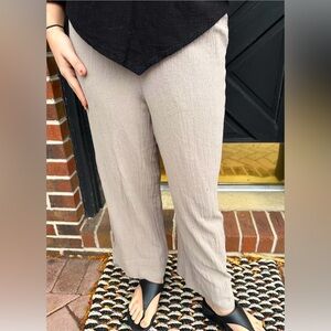 Oh My Gauze! Tan Wide Leg cropped cotton gauze pant.